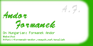 andor formanek business card